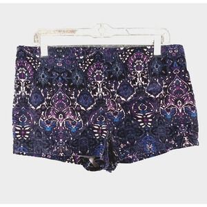 Ecote Velvet Micro Shorts Womens 10 Hot Pants Paisley Boho Mini Hippie Festival